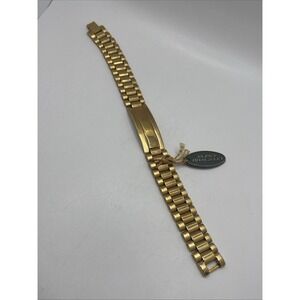 Speidel Stainless Steel Gold Color Identification ID Euro Bracelet 8" Band